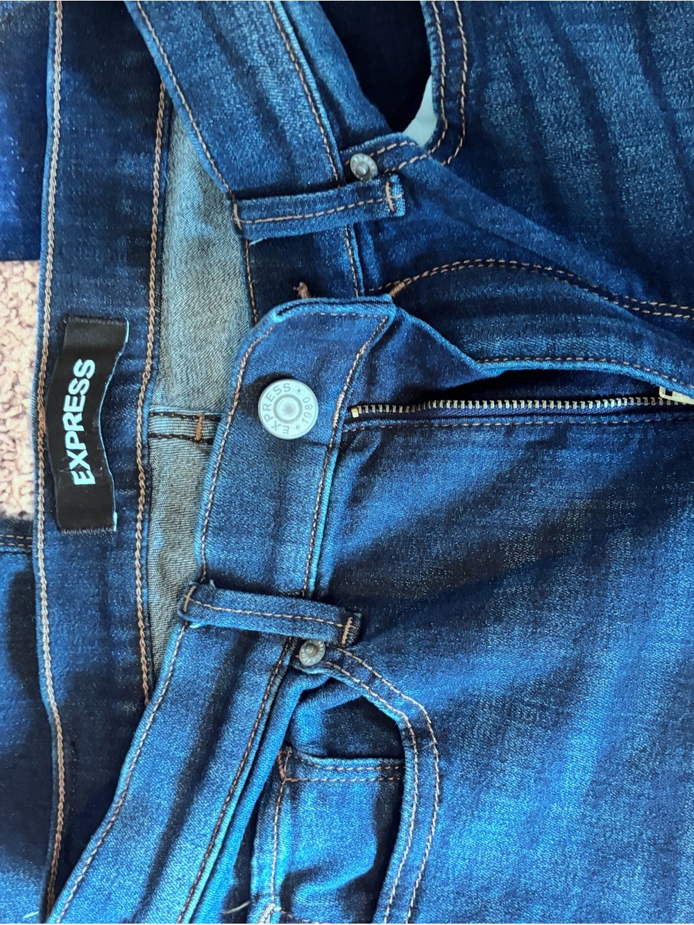 Express Dark Blue Flare Jeans - Vintage Wash - Picture 2 of 3